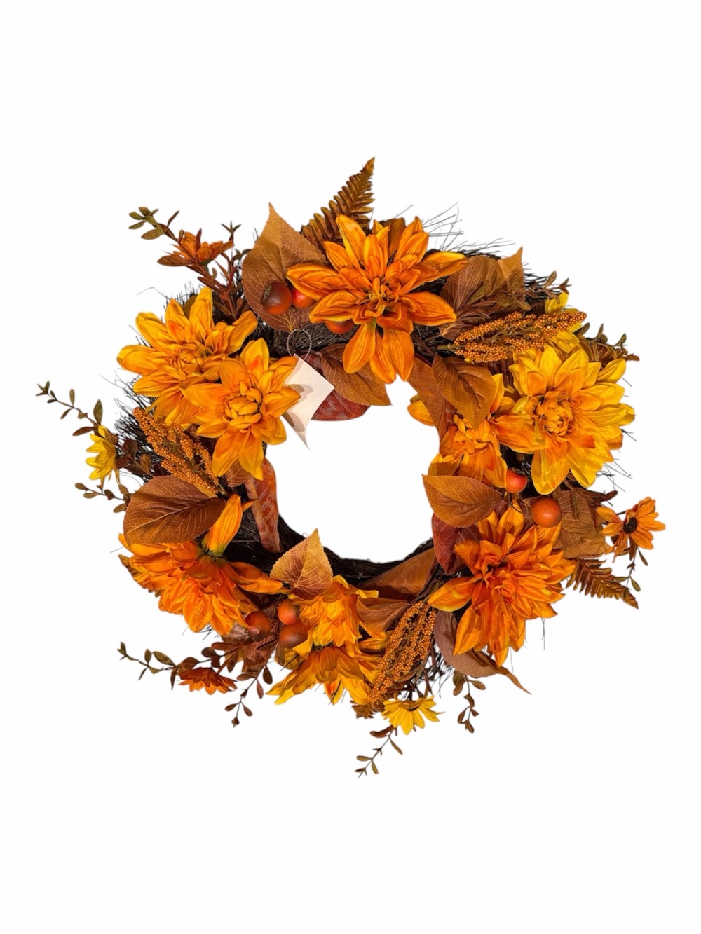 Autumn Orange Floral Holiday Wreath NWT